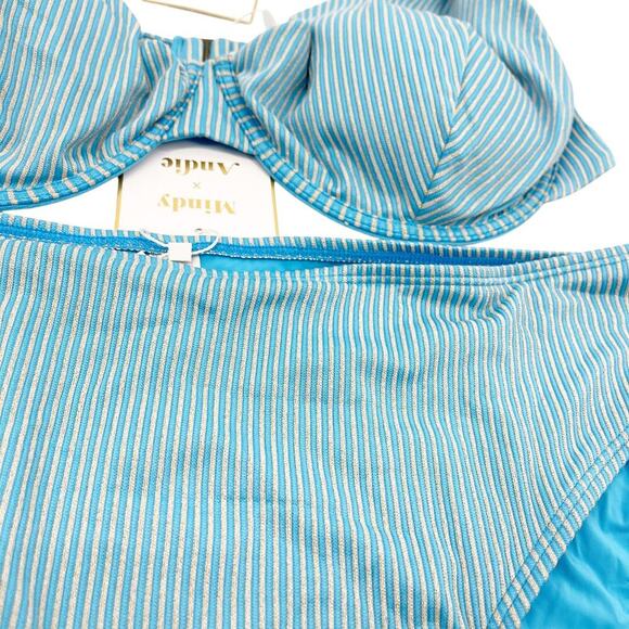 Andie Swim X Mindy Kaling The Bermuda Bikini Striped Splash Blue XXXL NWT - Picture 3 of 6